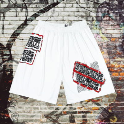 Community Culture Banned Men s Athletic Shorts (White)