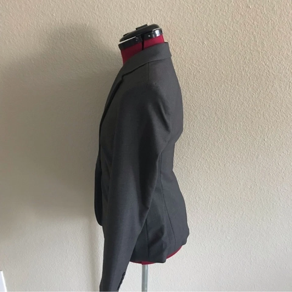 Blazer Worthington Para Mujer Talla 4 Gris Un Botón Manga Larga Bolsillos Clásico Foto 4 de 4