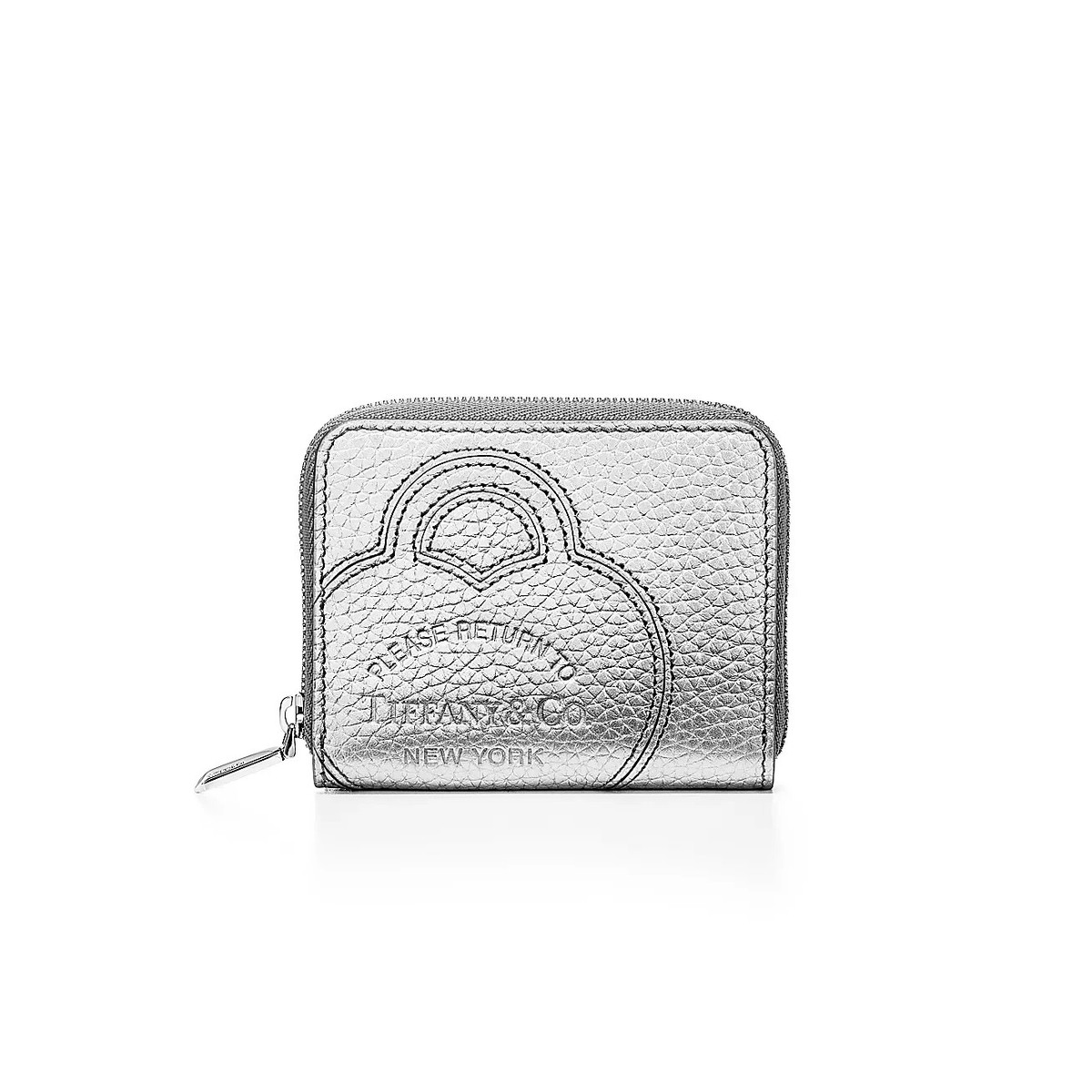 Return to Tiffany™ Small Zip Wallet Silver Color Leather Stylish