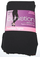 Curvation Women's Curvaceous 1-4 Solid Black  Footless Tights  3572