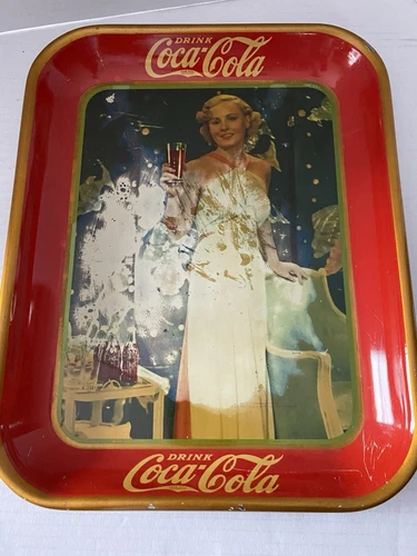 Coca-Cola Coke vintage antique tin tray 1935 Madge Evans American Artworks