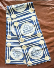 Vintage Scarf Frankie Welch USN U.S.S. Constitution Blue White Yellow Americana
