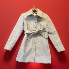 $320 NWT Calvin Klein Belted Club Collared Pea Trench Coat New Size S