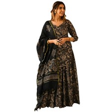 GoSriKi Women's Rayon Blend Straight Printed Kurta with Sharara  Dupatta
