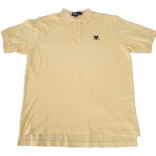 Vtg 90s Polo Ralph Lauren Made in USA Yellow Polo Shirt Golf Crest Mens Large