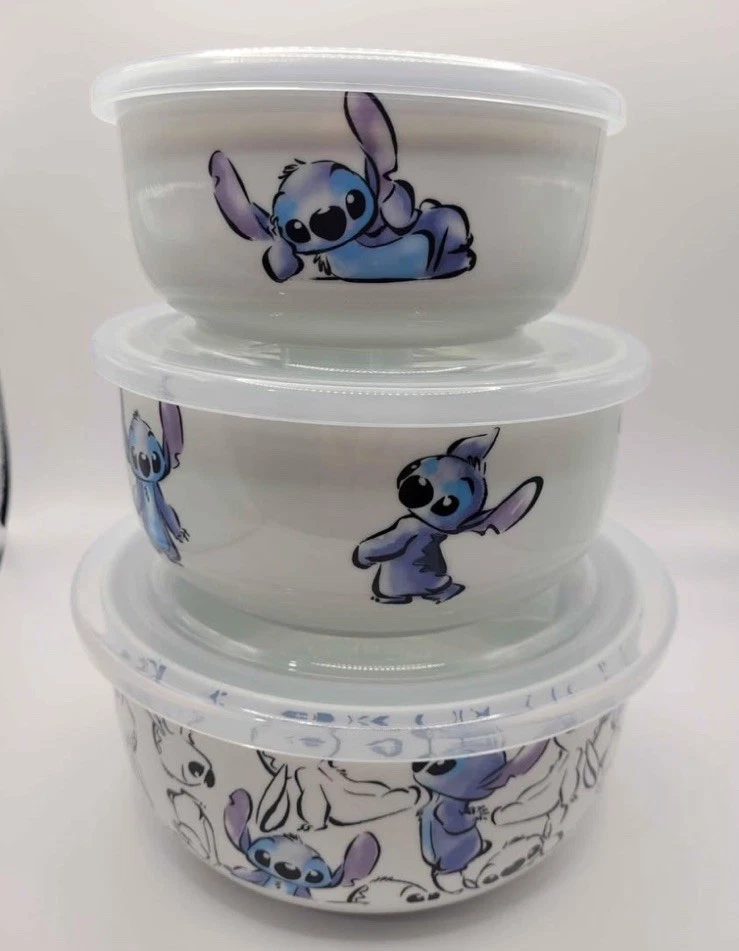 ¡Nuevo juego de cuencos de almacenamiento de alimentos de cerámica Lilo & Stitch y juego de tazones a juego! Foto 2 de 4
