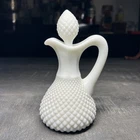 Vtg Westmoreland Milk Glass Diamond Point Cruet w/Stopper 6.5” Tall Vinegar/Oil