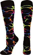 MadSportsStuff Giraffe Over the Calf Socks Large, Multi-neon 