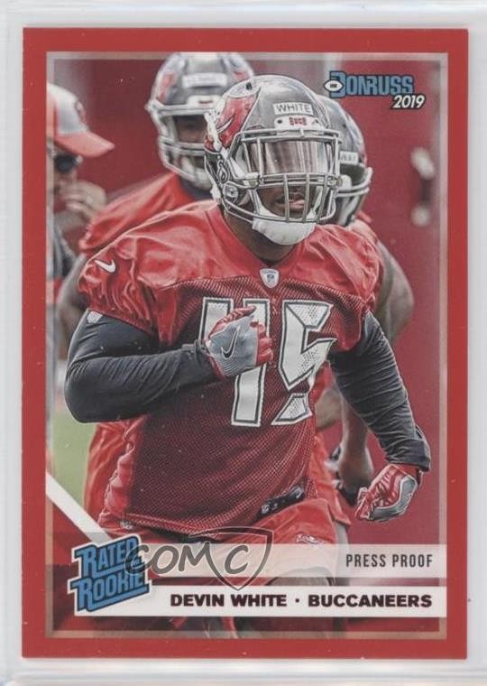 2019 Panini Donruss Rated Rookie Press Proof Red Devin White #342 Rookie RC 2u3
