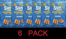Sun Chips 100 Whole Grain ORIGINAL Snack Chips Bag 7 oz - 6 PACK