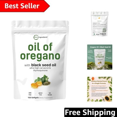 Plant-Based Oregano & Black Seed Oil Softgels - 150 Count, Non-GMO, Gluten Free