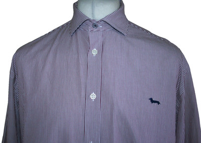 Harmont & Blaine Herren fein gestreiftes Hemd -XXXL/3XL- schmale Passform - weinrot Top