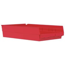 Akro-Mils 30178Red Shelf Storage Bin, Plastic, Red, 4 In H, 11 1/8 In W, 17 7/8