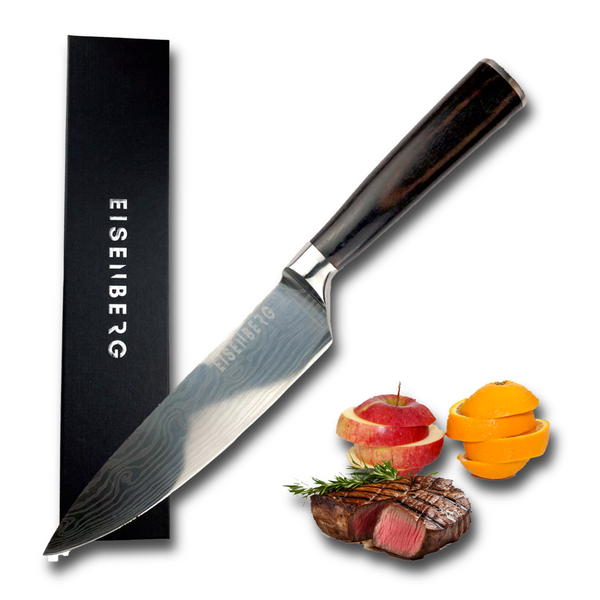Eisenberg Kochmesser 20 Cm Profi KüChenmesser Scharf Damast Chefmesser Holzgriff-image