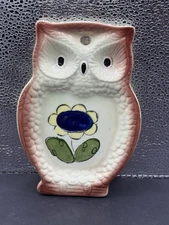 Vintage MCM Owl Spoon Rest or Wall Hanging Ceramic ~Japan 6.5”