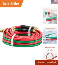 Oxygen Acetylene Hose, 1/4-Inch x 15FT Oxy Acetylene Hose with 9/16"-18 B Fit...