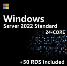 Windows Server 2022 Standard 24-CORE 10 CALs 50 RDS Remote Desktop P73-08346