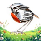 Sheremart Hopewings Bird, Robin Scrap Metal Art Sculpture, Metal Art Sculpture