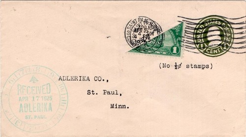 Cover, St Paul, Minnesota, Scott #U420, 614 bisect, 1925