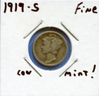 W@W 1919-s Mercury Dime !!!! ( Nice Coin !!!!)  FINE !!!!!