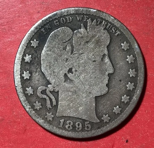 1895 US Barber SILVER Quarter "Philadelphia" Mint! Good! Old US Coin!