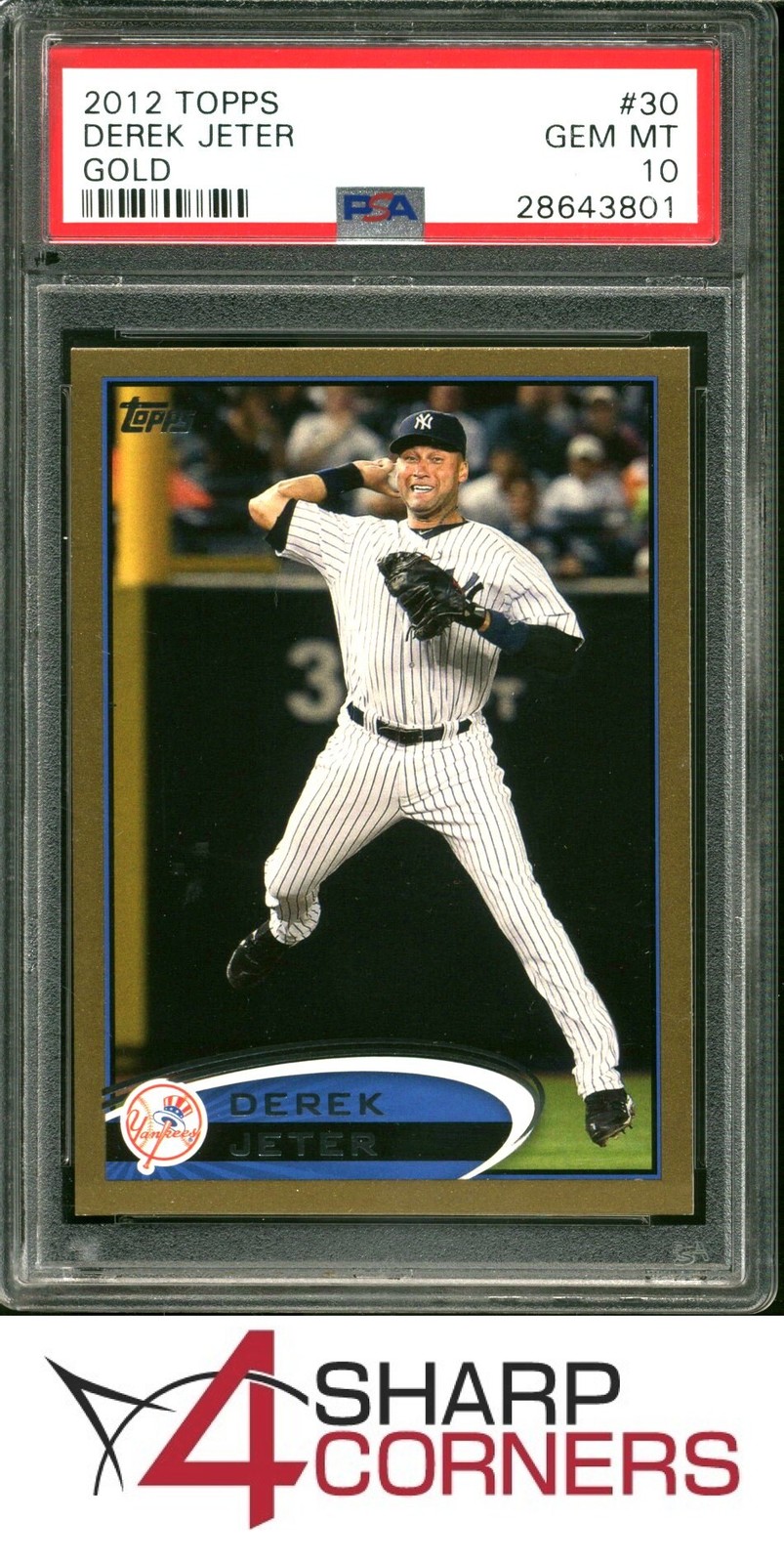 2012 TOPPS GOLD #30 DEREK JETER YANKEES HOF #/2012 PSA 10