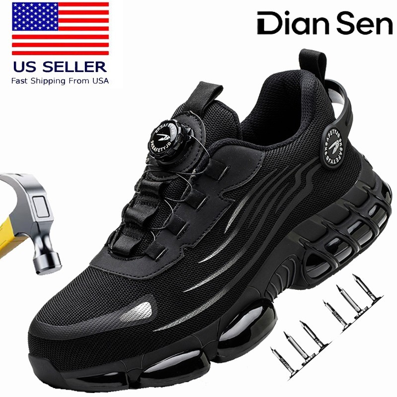 Entrenadores de seguridad Zapatos de seguridad Botas con punta de acero Zapatos indestructibles Botón giratorio
