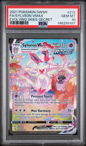 2021 POKEMON SWORD & SHIELD EVOLVING SKIES #212 FA/SYLVEON VMAX SECRET PSA 10