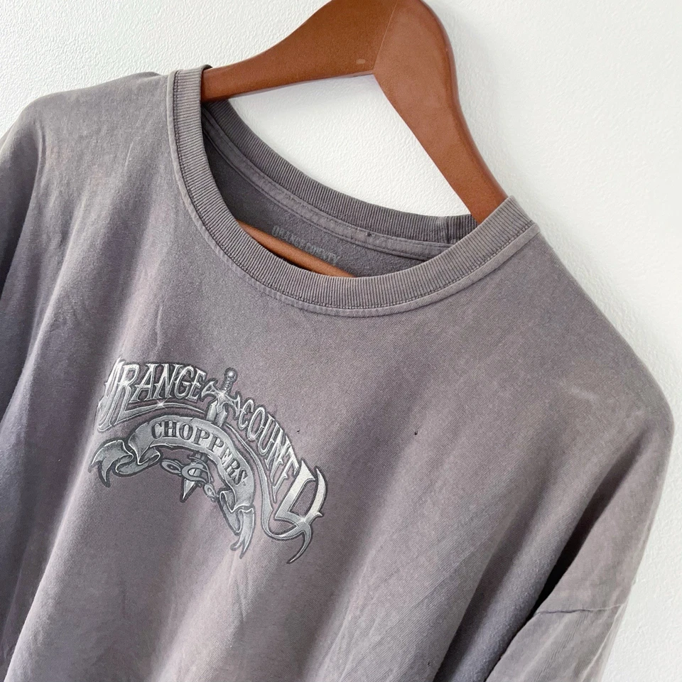 Camiseta de motociclista Y2K Orange County Choppers OCC gráfica XL gris envejecida Foto 3 de 4