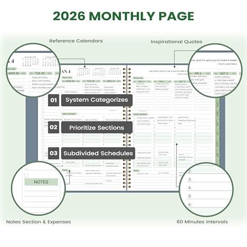 2026 Planner - Business Planner 2026, 3-Tier Schedule Business Planner-Green