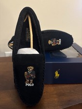 Polo Ralph Lauren Men s Brenan Bear Black Suede Hard Bottom Slipper Size 8