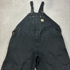 Carhartt Dungarees Adult 52x30 Black Overalls Bib Duck Canvas Double Knee Men 