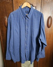 Arrow Men  s Blue Plaid Button Down Shirt XXL 18-18 1/2"
