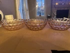 Set of 3 Cube Pattern Pink Depression Salad Bowls Vintage
