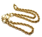 Vintage Gold Tone Rope Chain Pearl Necklace Costume Jewelry
