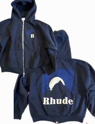 Rhude Moonlight Logo Zip Hoodie (Medium)  Navy  - New