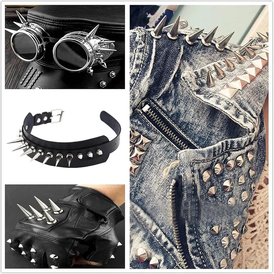 30 PIEZAS 40 MM Picos y Tachuelas Cono Plateado Picos Punk Bala Grandes Cuero Remaches S Foto 3 de 4