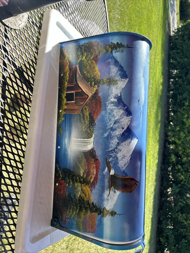 Custom Hand Painted Scenic Eagle Scenery Mailbox Artist Signed - Image 2 of 4