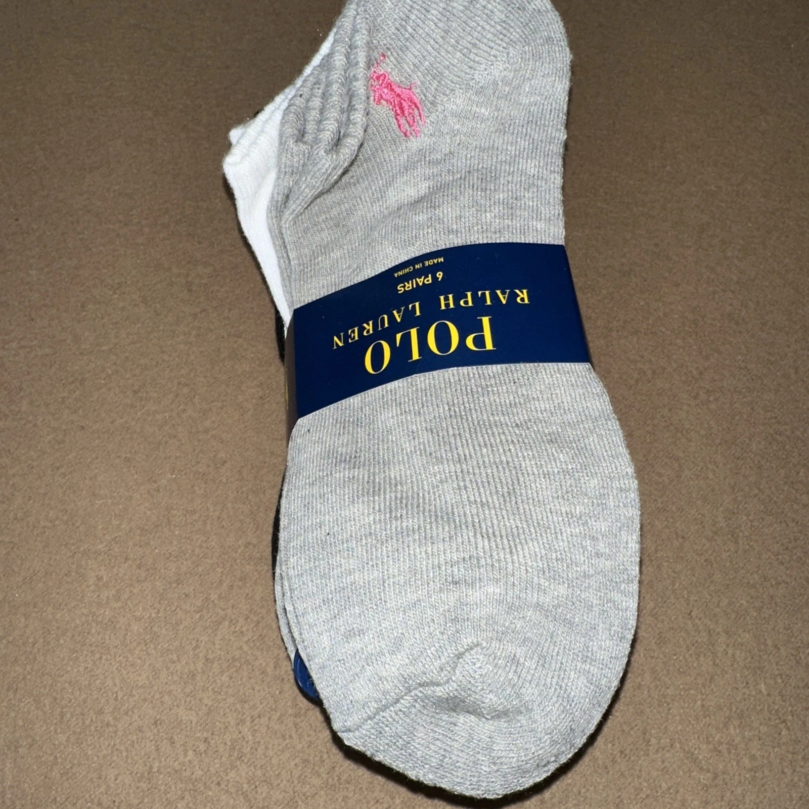 Polo Ralph Lauren Women's 6 Pair Low Cut Socks Gray/white/black 4-10.5