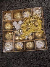 White Gold Christmas Ornaments Set Elegant Shatterproof Tree Decor Balls New