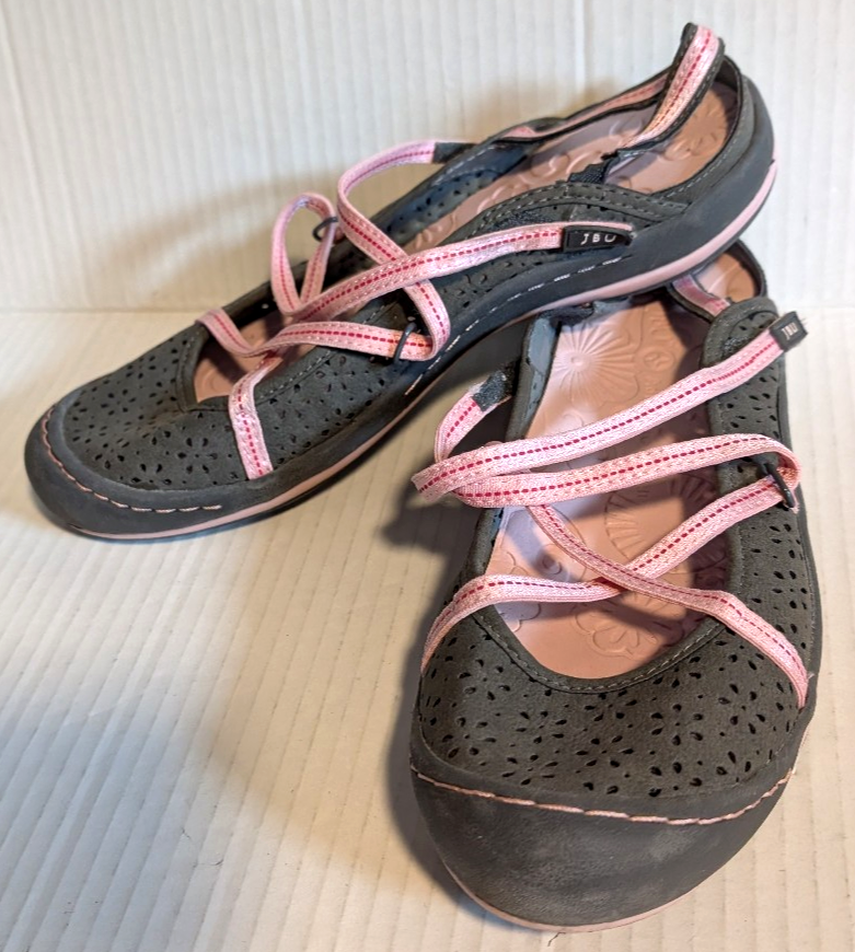 SAOLA Scarpe JBU donna Mary Jane grigio rosa con cinturino suola in gomma vegan taglia 8