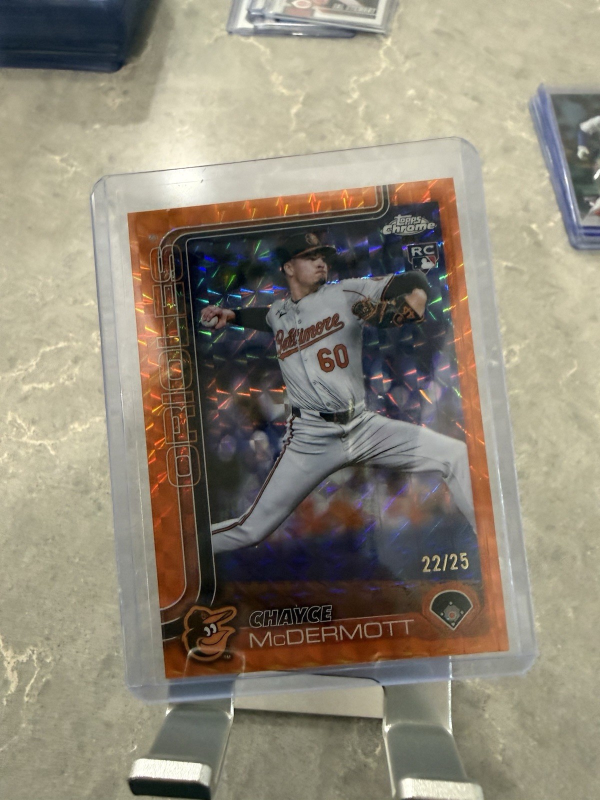 Chayce McDermott 2025 Topps Chrome RC # 266 Orange Geometric /25 Orioles