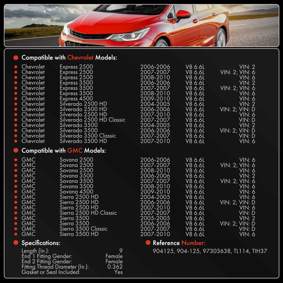 Linha de óleo turbocompressor de retorno para Chevrolet Silverado 2500 HD GMC Sierra 3500 HD - Imagem 2 de 4