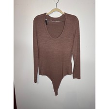 Abercrombie Fitch Soft A F Cozy Scoop Neck Long Sleeve Bodysuit Brown L
