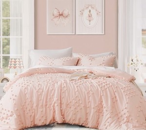 Pink Full Comforter Set for Girls- 3 Pieces Pom Tufted Bed in A Bag