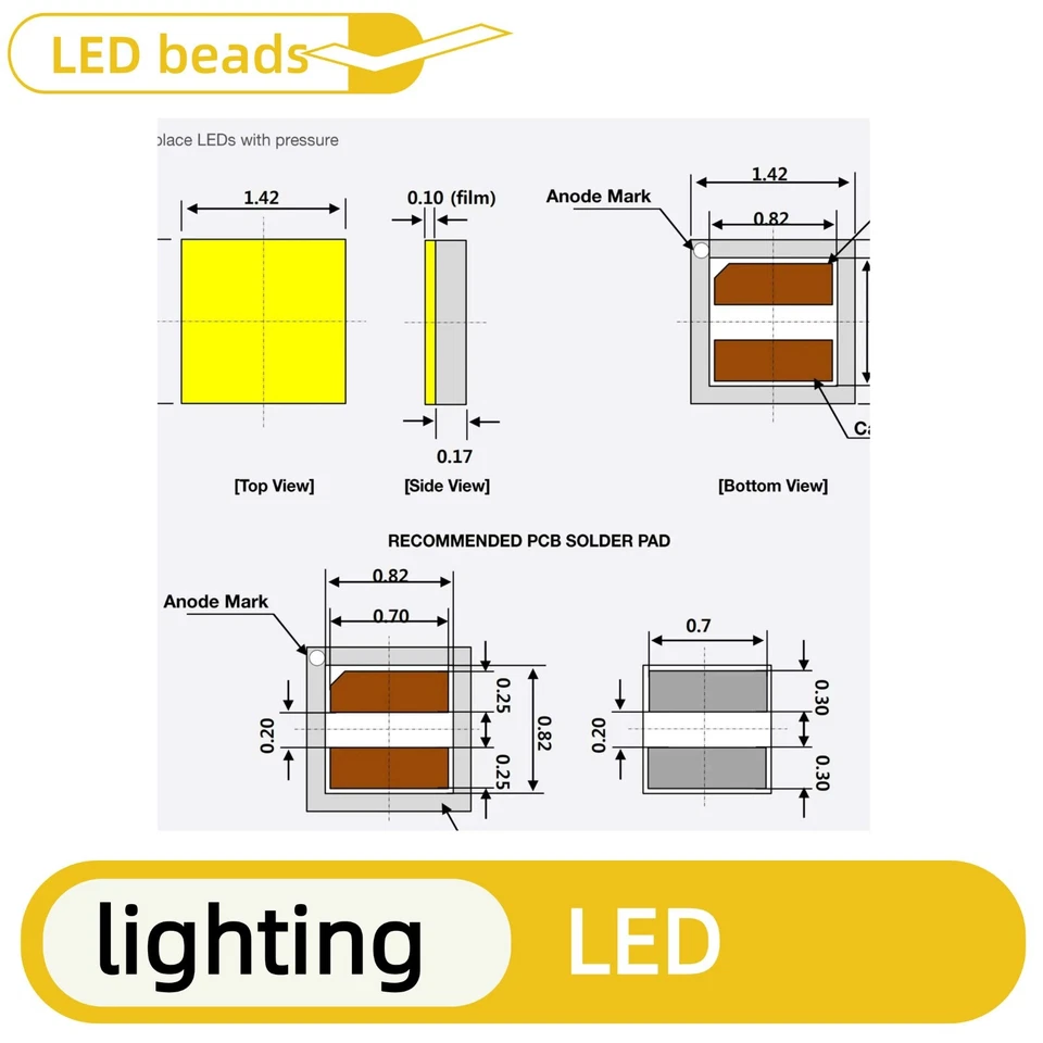 4000pcs Car light 1414 csp LED beads C6 1.5W 3V 500MA white 5000K - Image 2 of 3