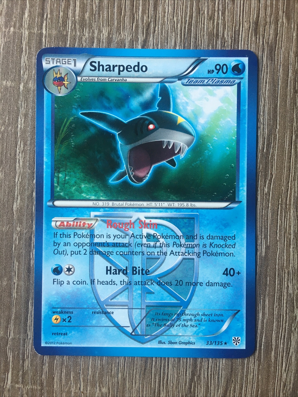 Pokémon TCG Sharpedo Black and White Plasma Storm  33/135  Ex-Nm