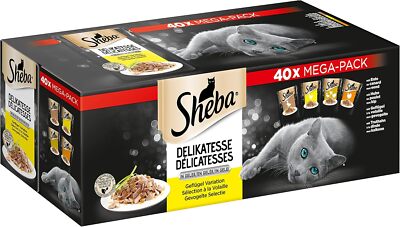 Sheba Katzennassfutter Delikatesse in Gelee, 40 Portionsbeutel, 40x85g  