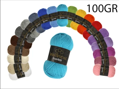 Wollbiene Scarlett Strickwolle 100 gr Polyacryl Häkelwolle Uni Wolle Babywolle