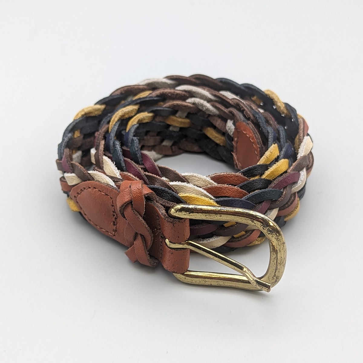 Capezio Multi-Color Rainbow Braided Woven Leather Belt  display picture 1